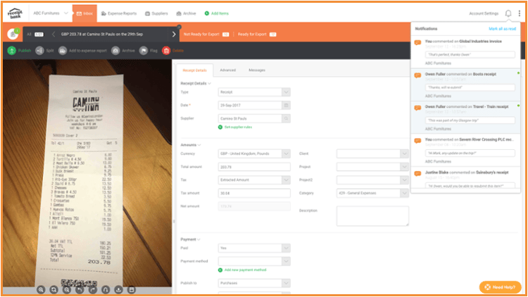 We have redesigned the Receipt Bank notification centre