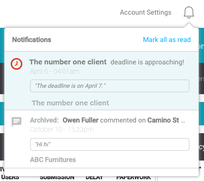 Next client deadline