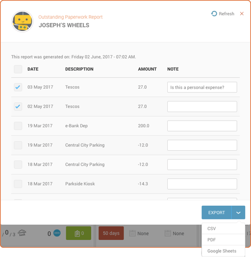 Easily compile a report, add notes, and download it, ready to send to your client